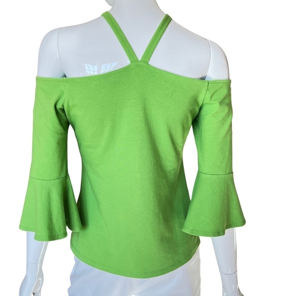 Boston Proper Off Shoulder Green Halter Top With 3/4 Length Bell Sleeve Size M - Picture 6 of 7